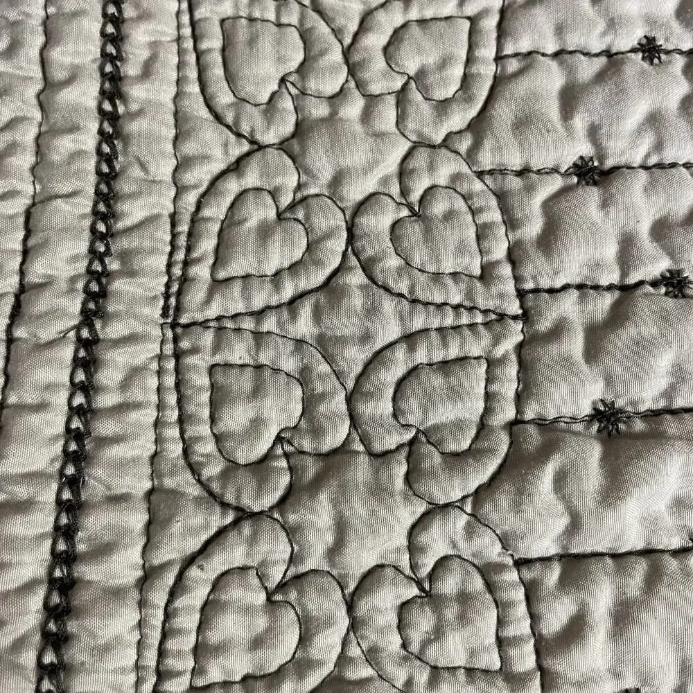 Better Homes Quilt Coverlet Queen Size Gray Yellow Black Stripe Reversible 88x98